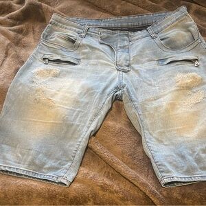 Balmain distressed denim shorts